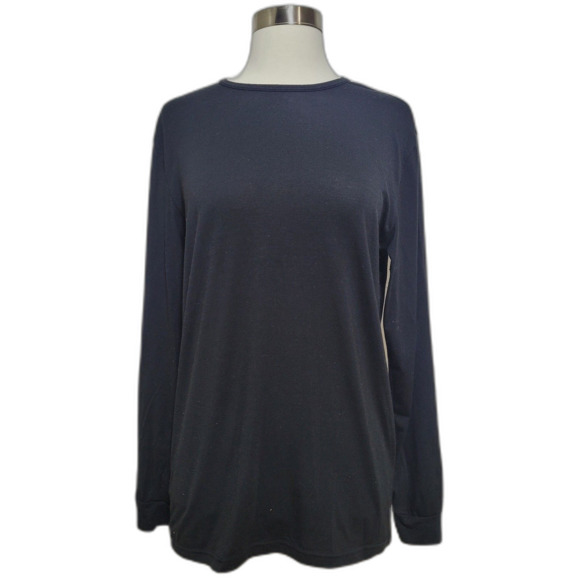 32 Degrees Men's Heat Black Plain Solid Long Sleeve Crew Neck T-shirt Size Med - Picture 1 of 7